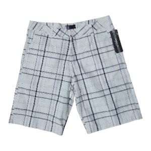 O'Neill Men's White and Black Checkered Flat Front Shorts